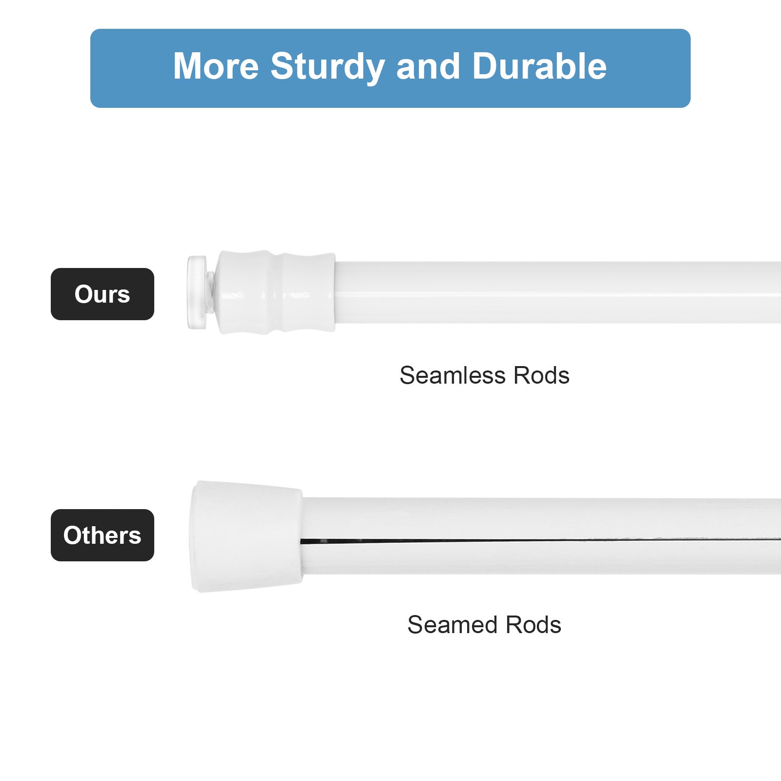 TYRON Slim Spring Tension Rod, 3/8 in. Diameter, Adjustable Skinny Thi