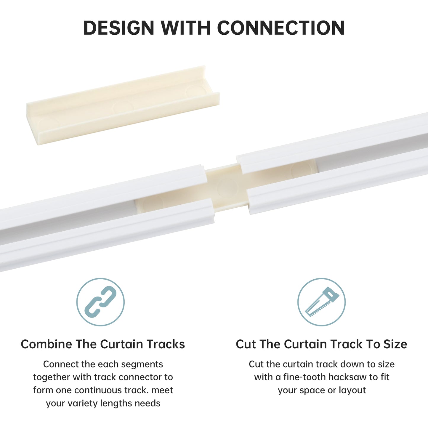 TYRON Adhesive Curtain Track Ceiling or Wall Mount, Ceiling Track Room Divider No Drill, Screws or Tools, Curtain Hangers No Damage