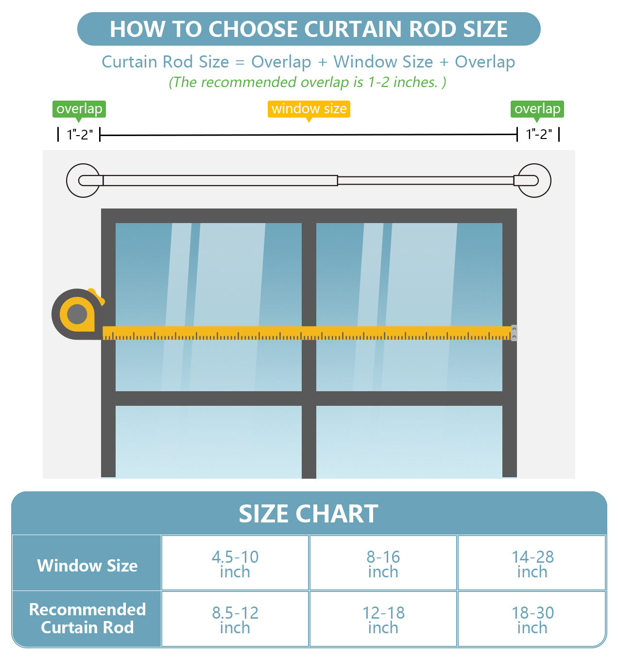 TYRON Magnetic Curtain Rod for Metal Doors Adjustable, 3/8 in. Diameter, French Door Magnetic Curtain Rods, Magnetic Cafe Curtain Rod